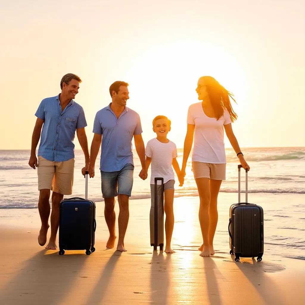 family beach travel