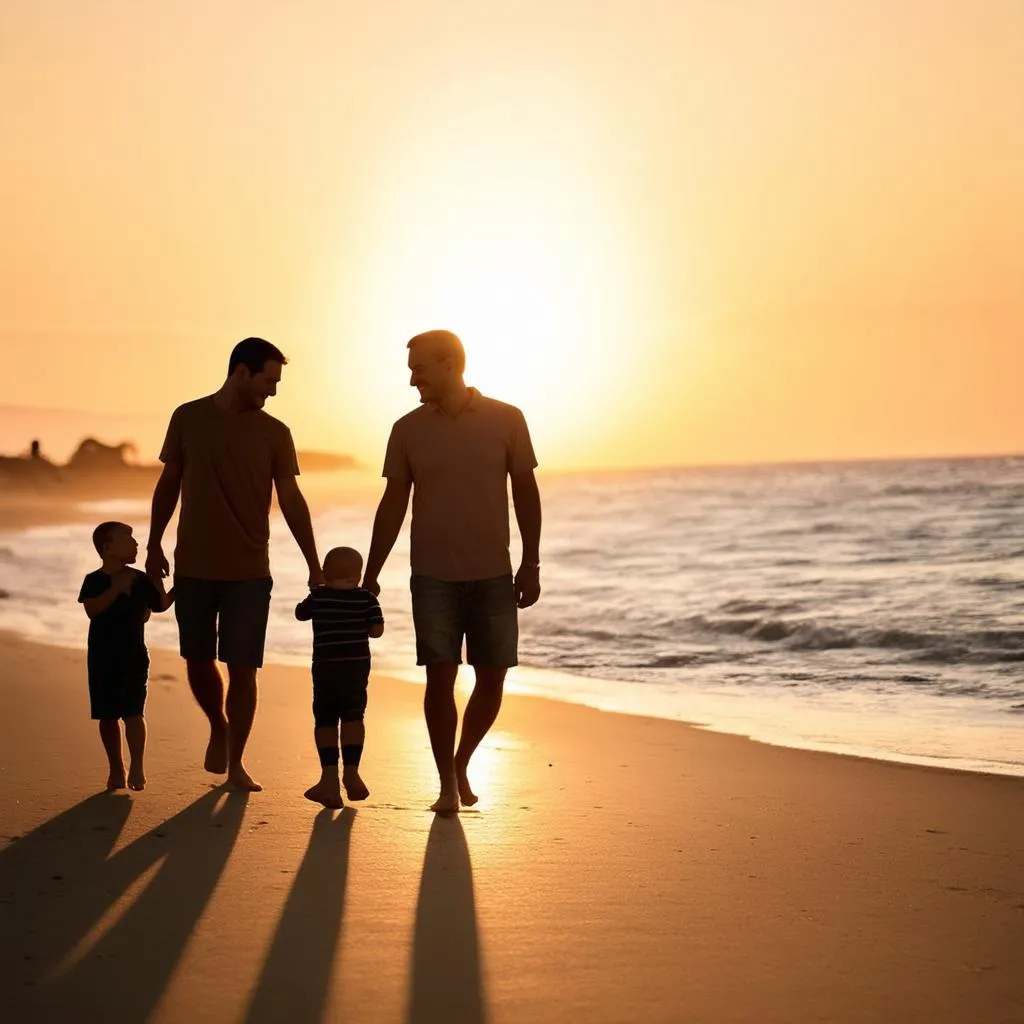 family vacation with newborn silhouette