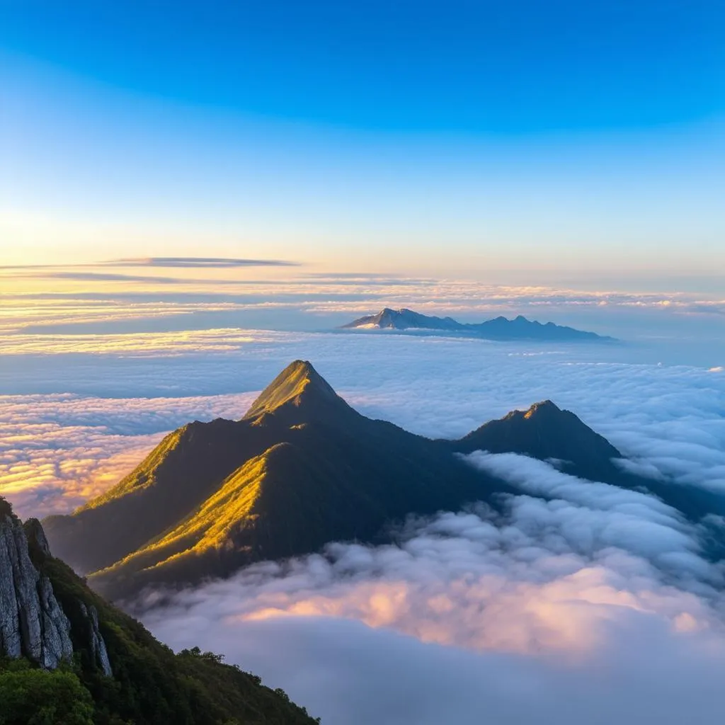 Fansipan peak above clouds