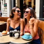 Female Travelers at a Cafe