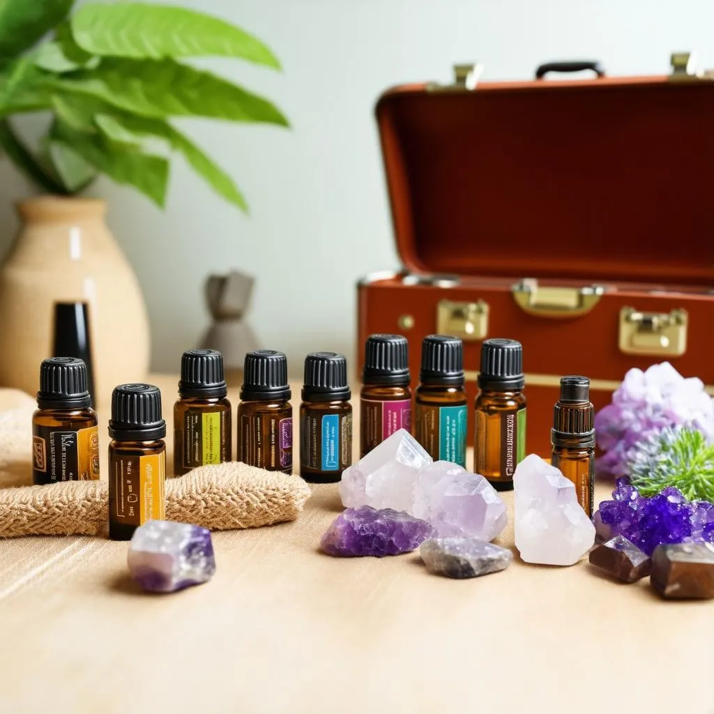 essential oils and crystals for travel