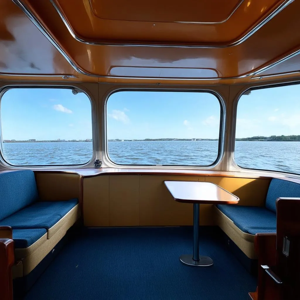 Inside a ferry