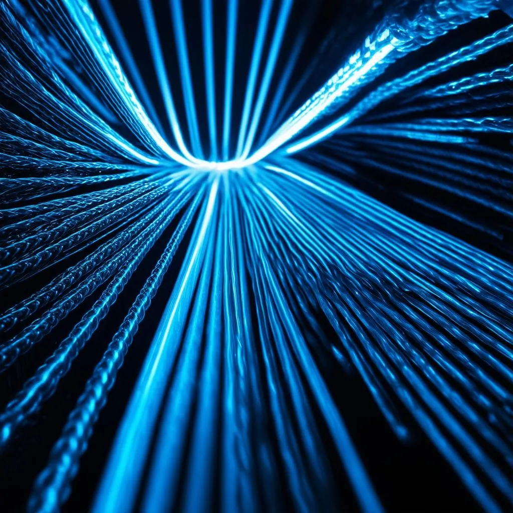 Fiber Optic Cables Transmitting Data