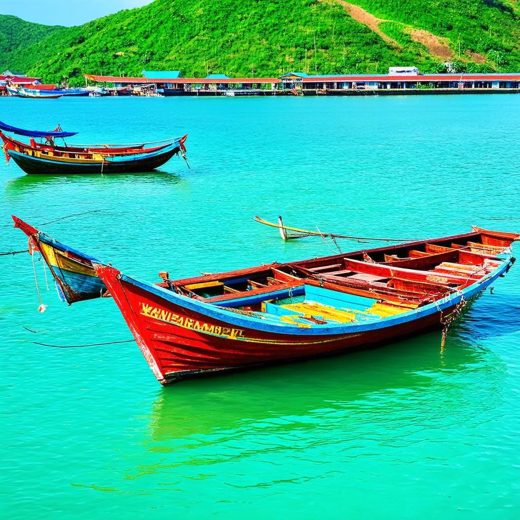 Traditional fishing boats at Dai Lanh