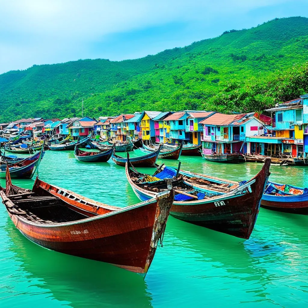 Picturesque fishing village in Phu Yen, Vietnam