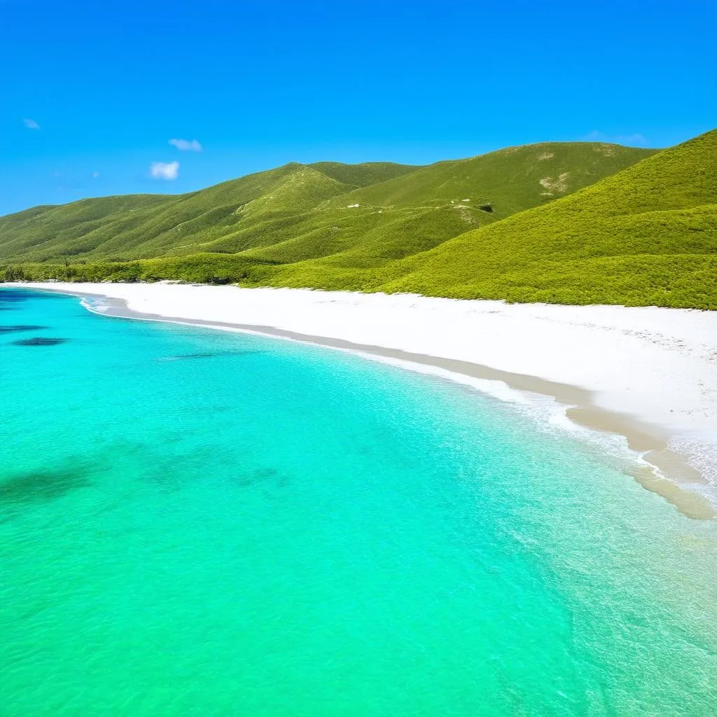 Panoramic view of Flamenco Beach in Culebra Island