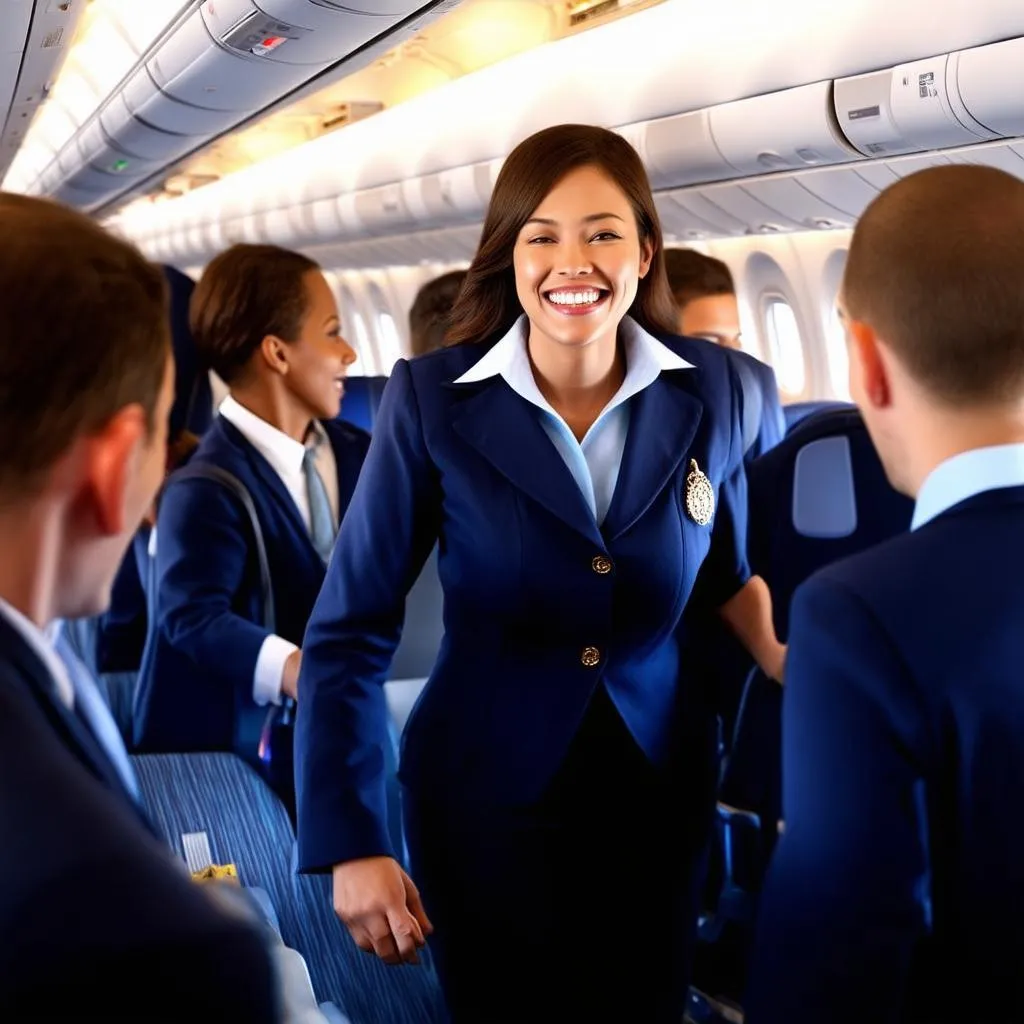 Smiling flight attendant