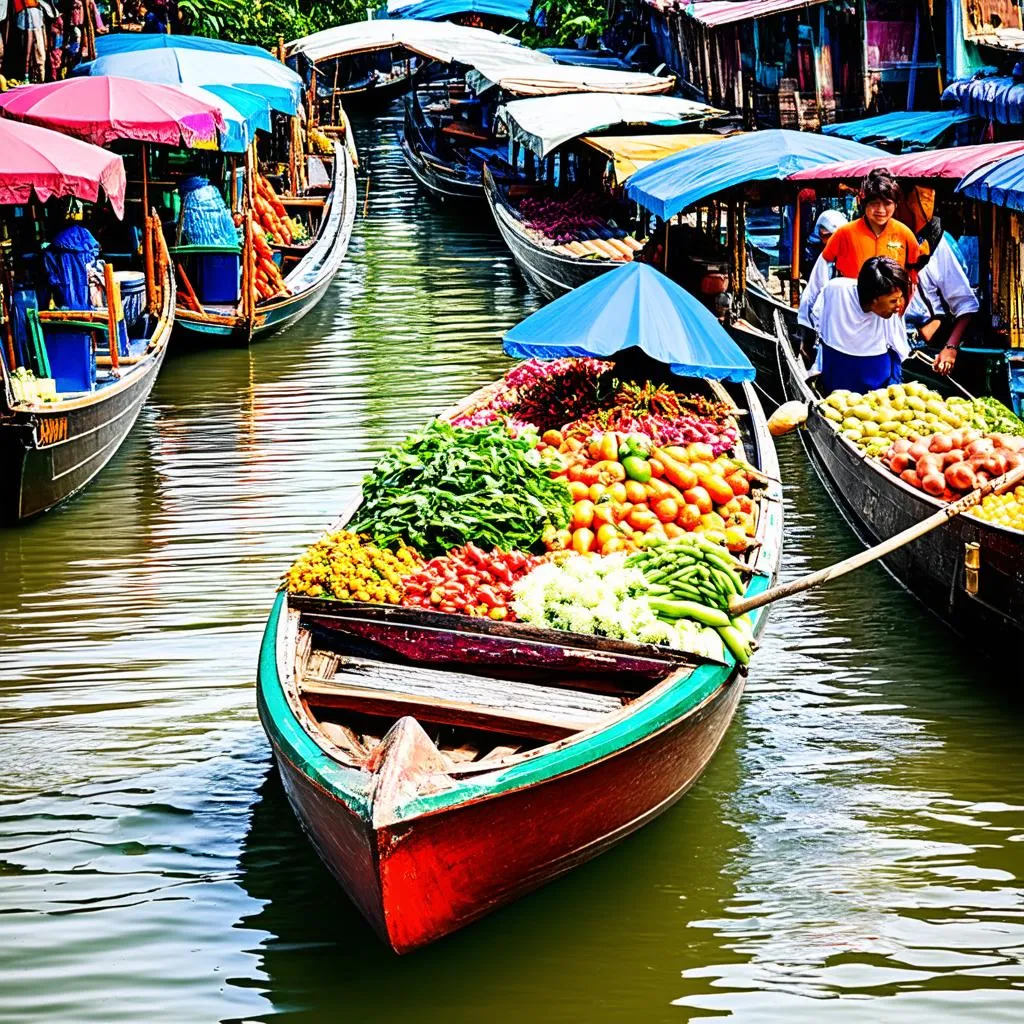 Longtail Boat at Floating Market