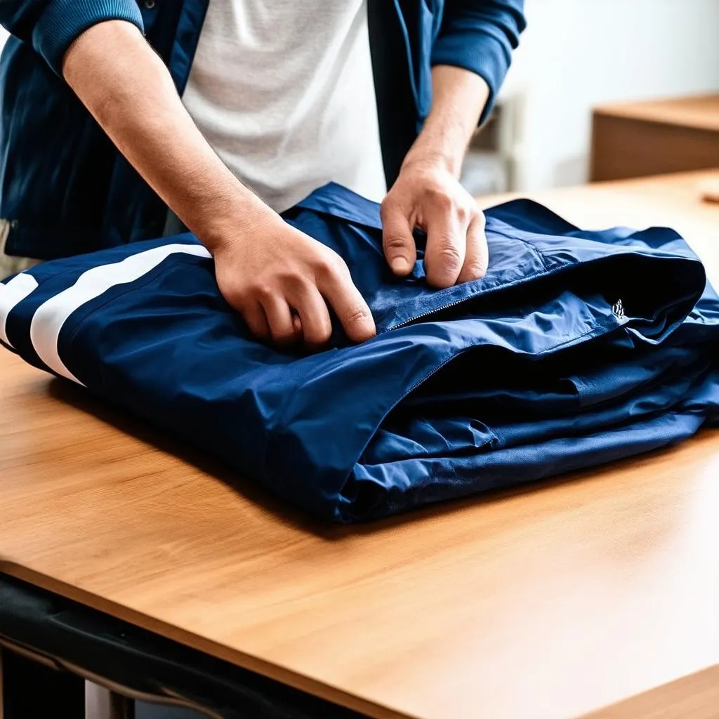 folding a sports jacket for travel