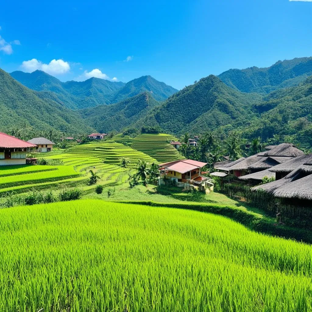 Scenic view of Fosaco village in Tay Nguyen