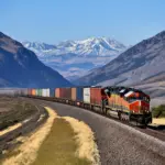 Freight Train in Mountains