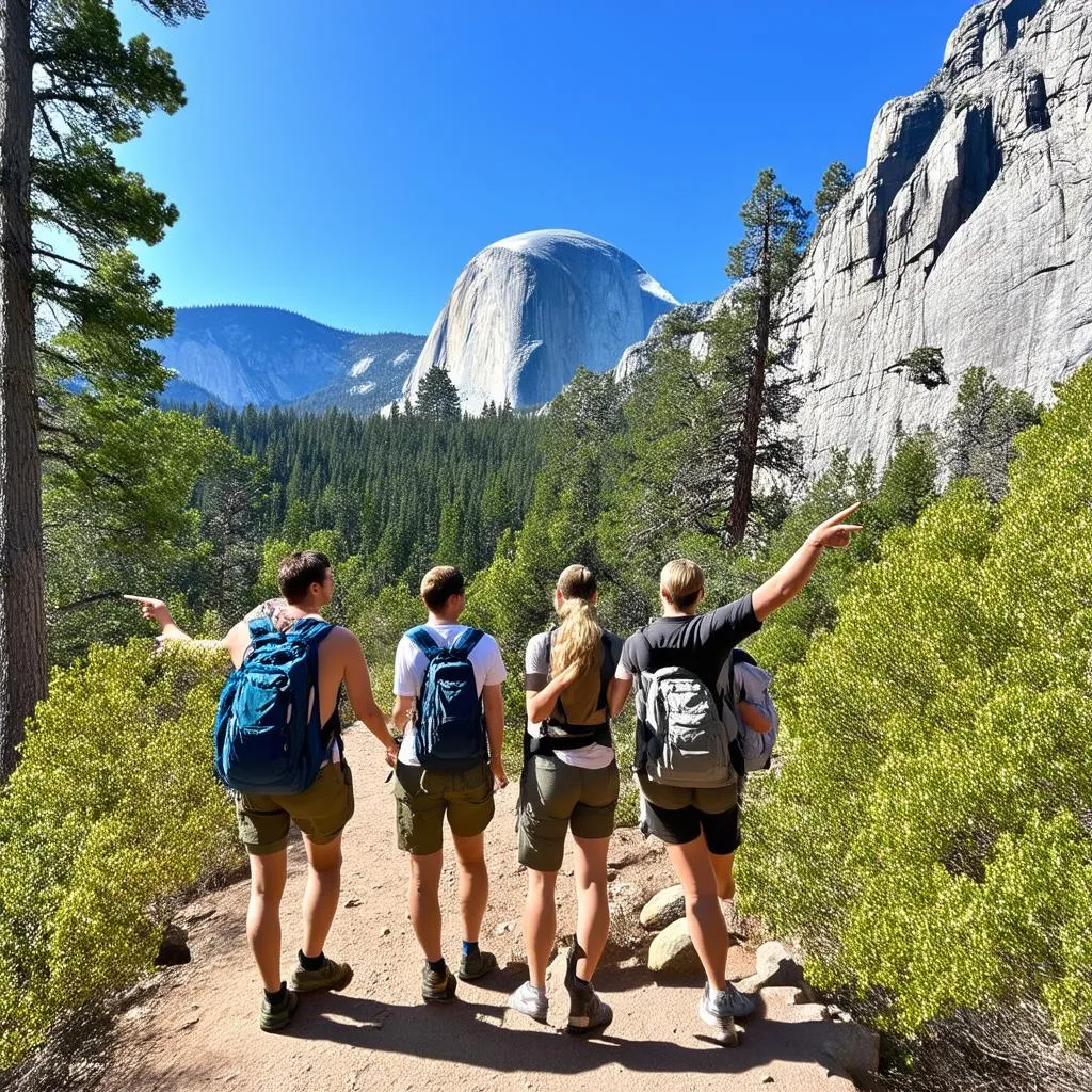 Friends Hiking in Yosemite National Park