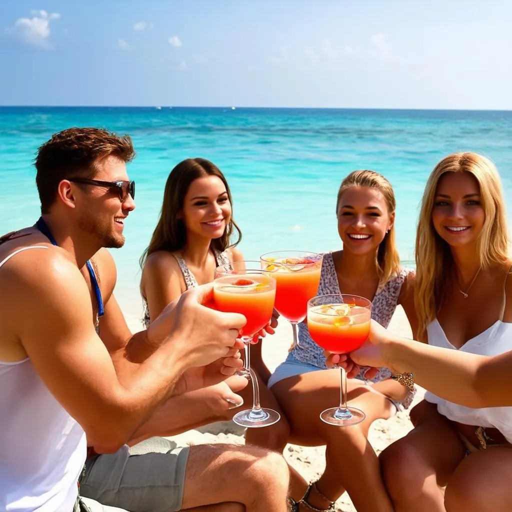 Friends Toasting on Beach