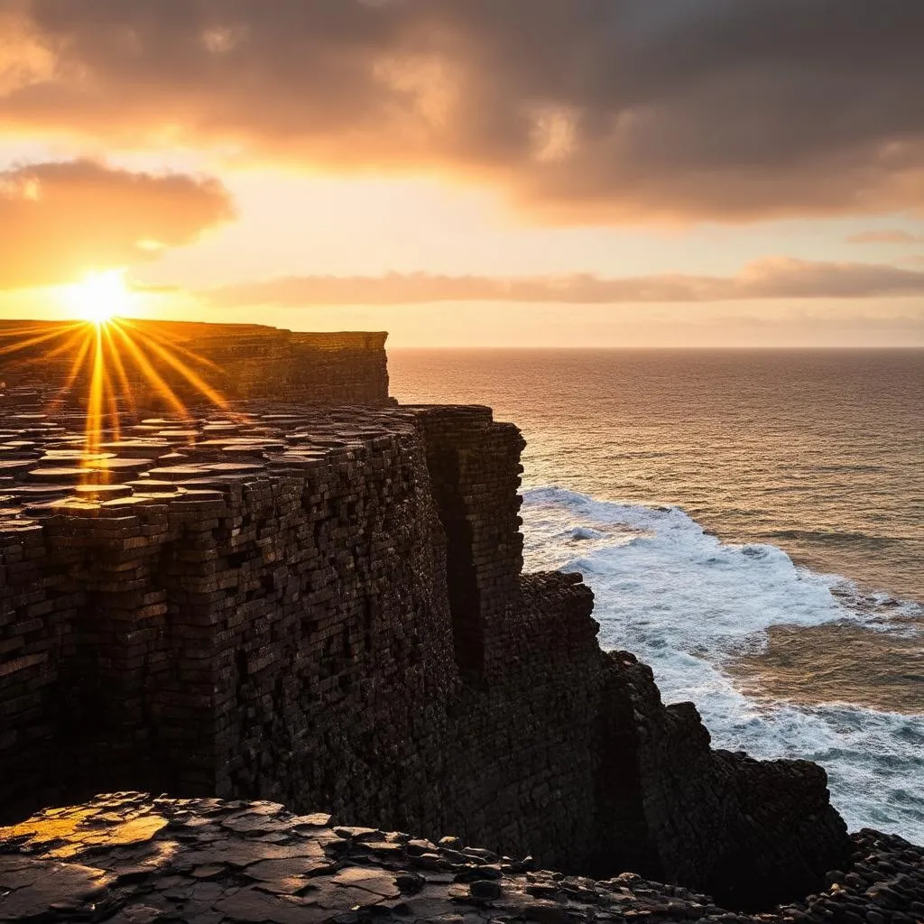 Sunset over the Giant's Causeway