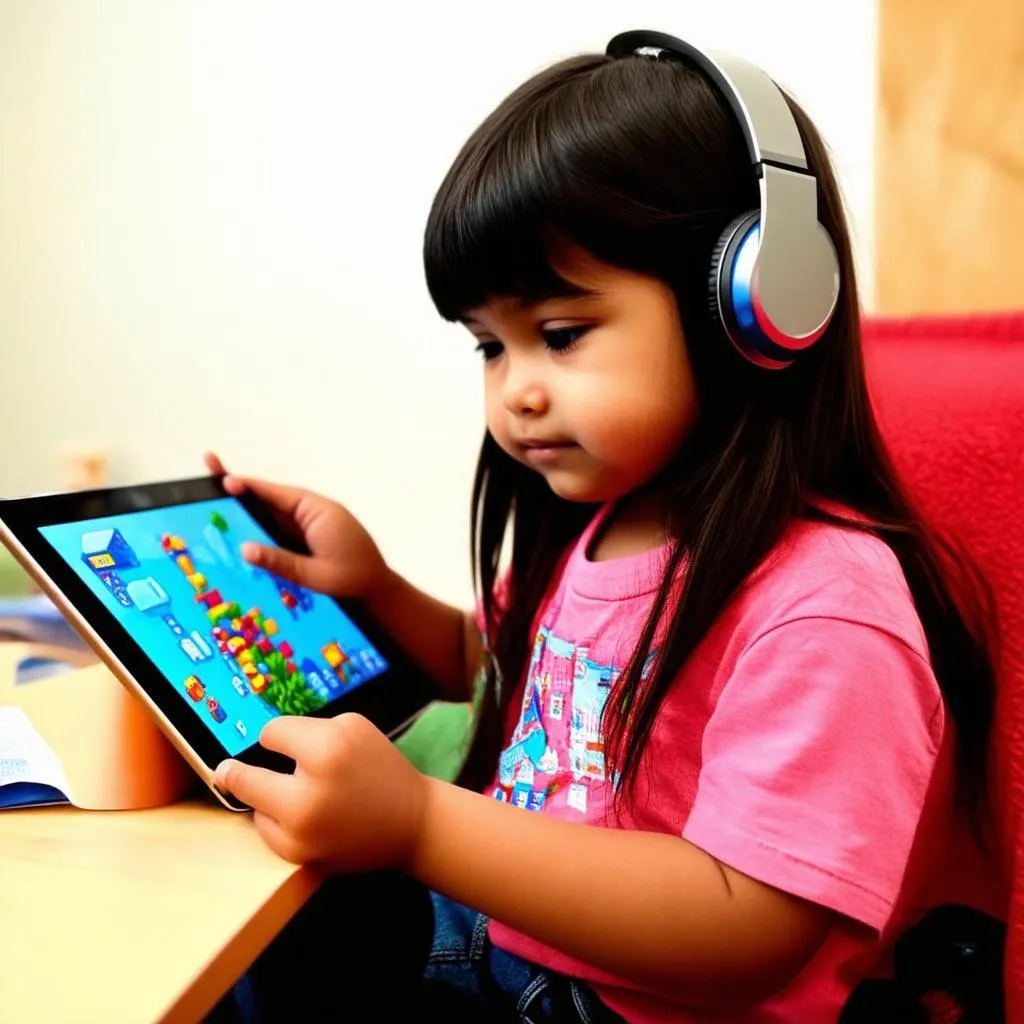 Young girl playing a travel game