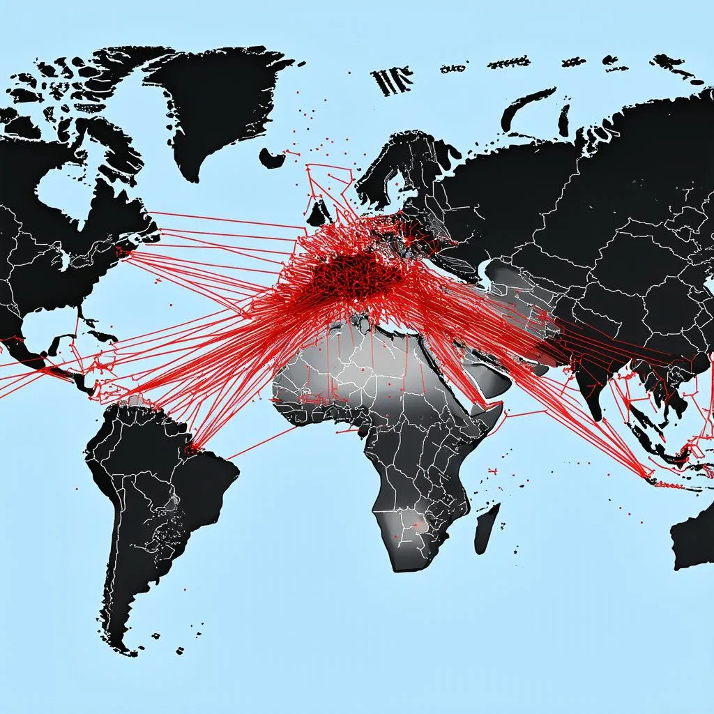 Global Map with Missile Trajectories