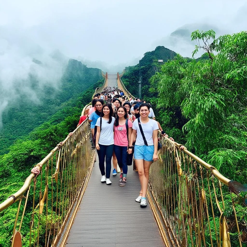 Tourists Marveling at the Golden Bridge