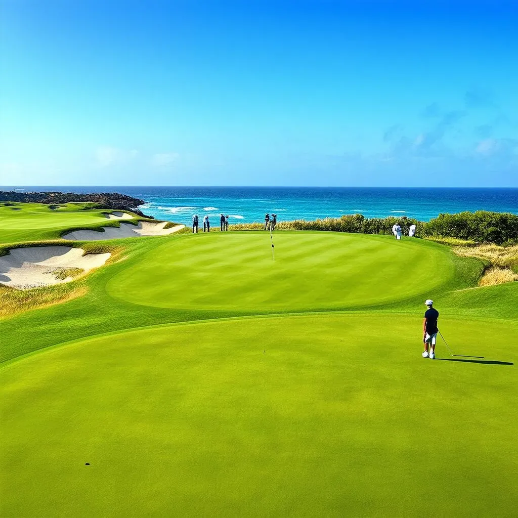 Golf course with ocean view