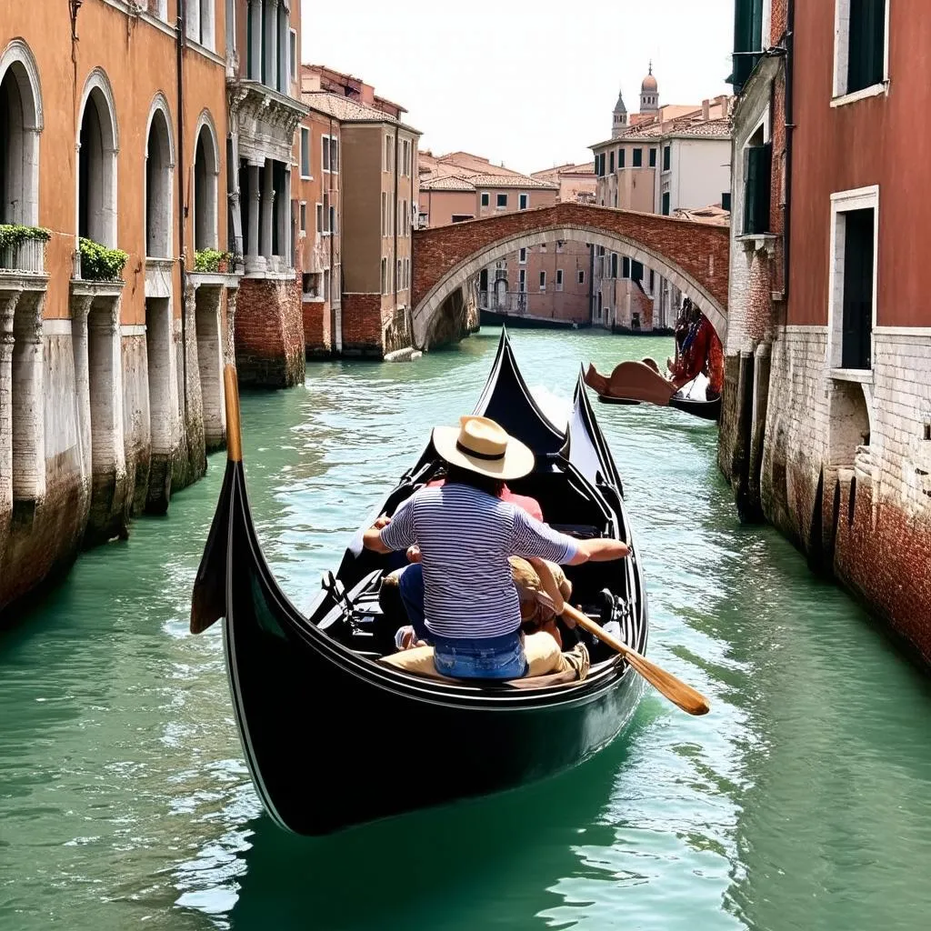 Romantic gondola ride in Venice, Italy