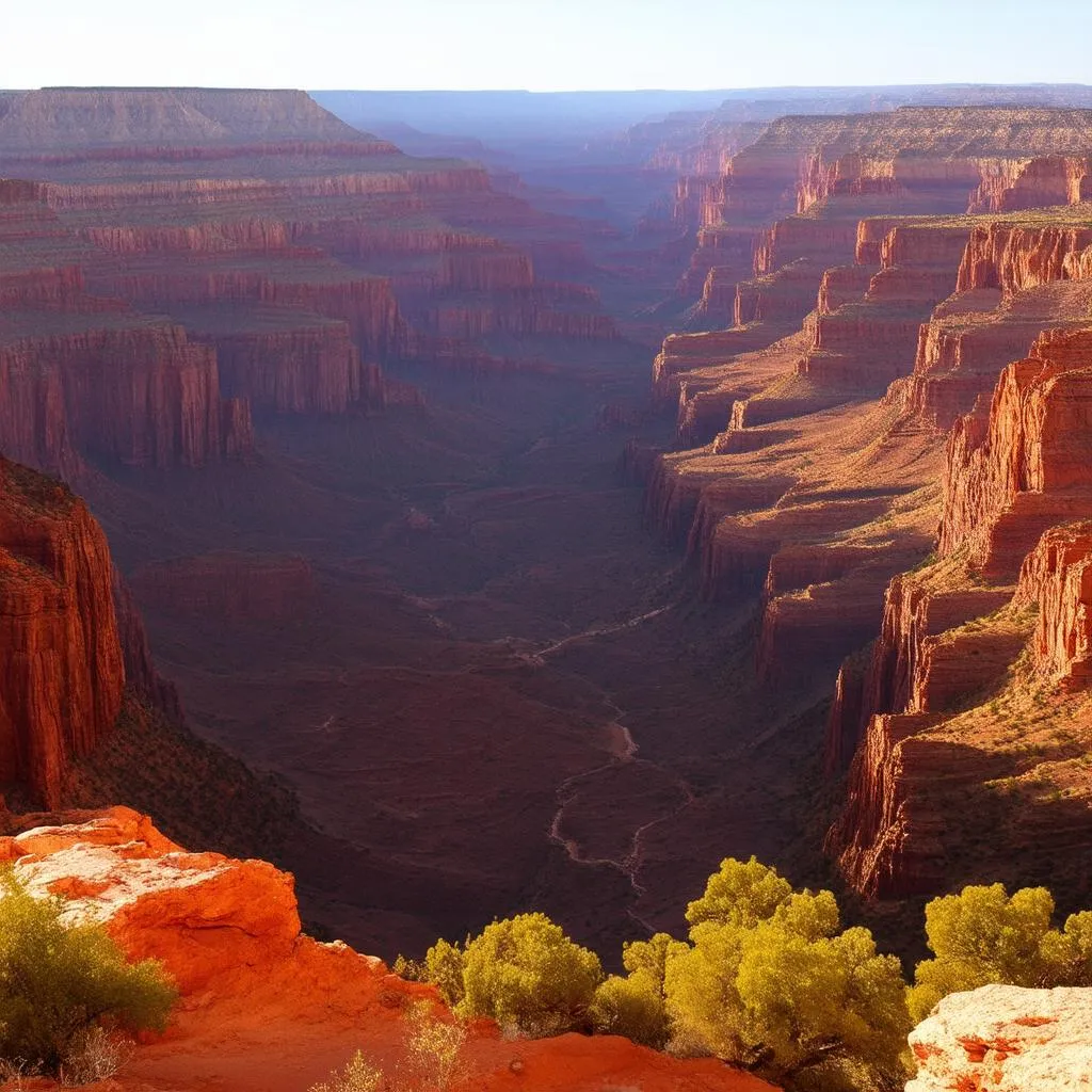 Panoramic view of the Grand Canyon at sunset