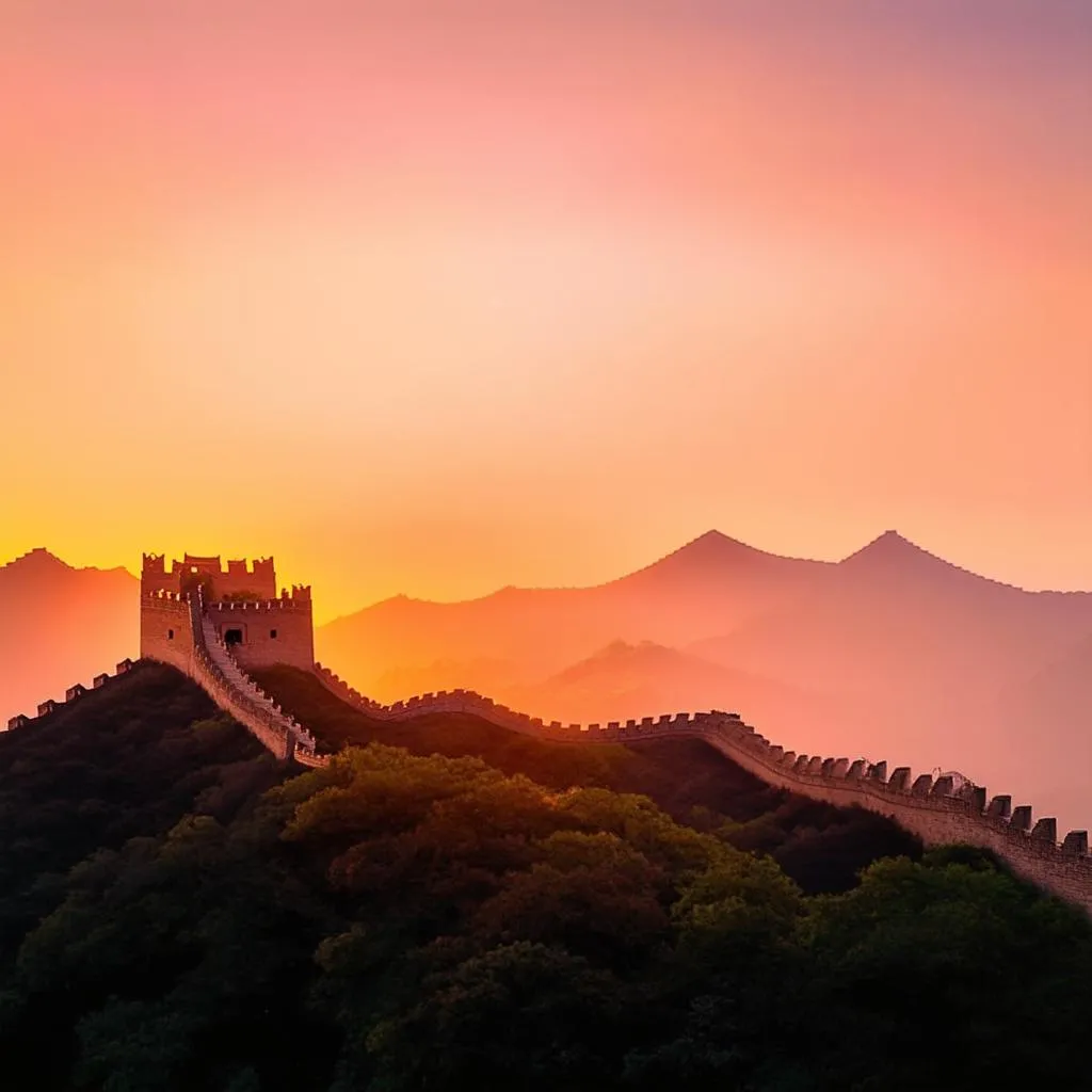 The Great Wall of China at Sunset