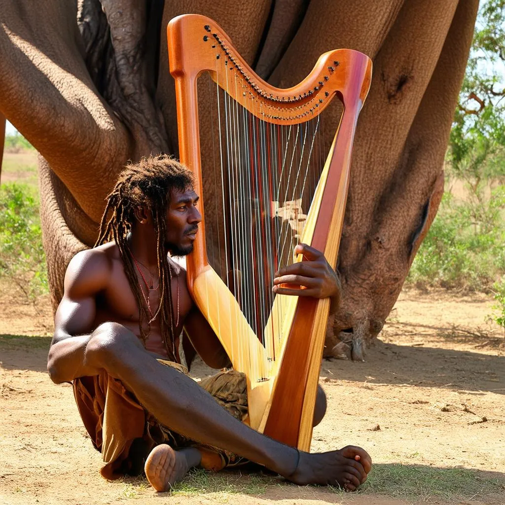 Griot Playing Kora