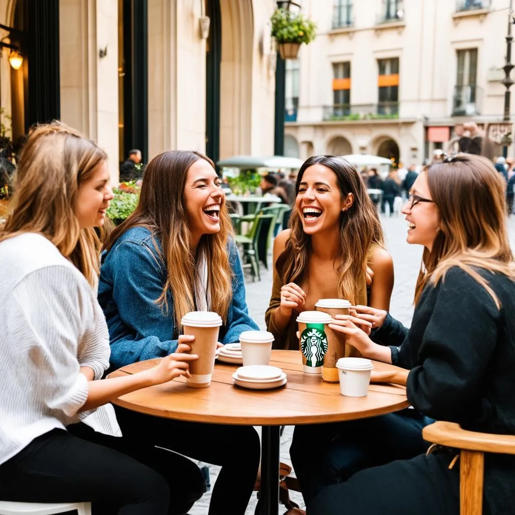 Friends enjoying coffee together