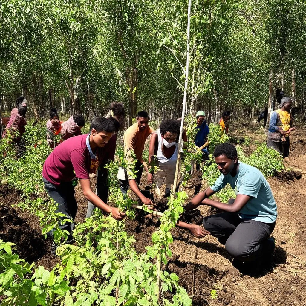 planting trees together