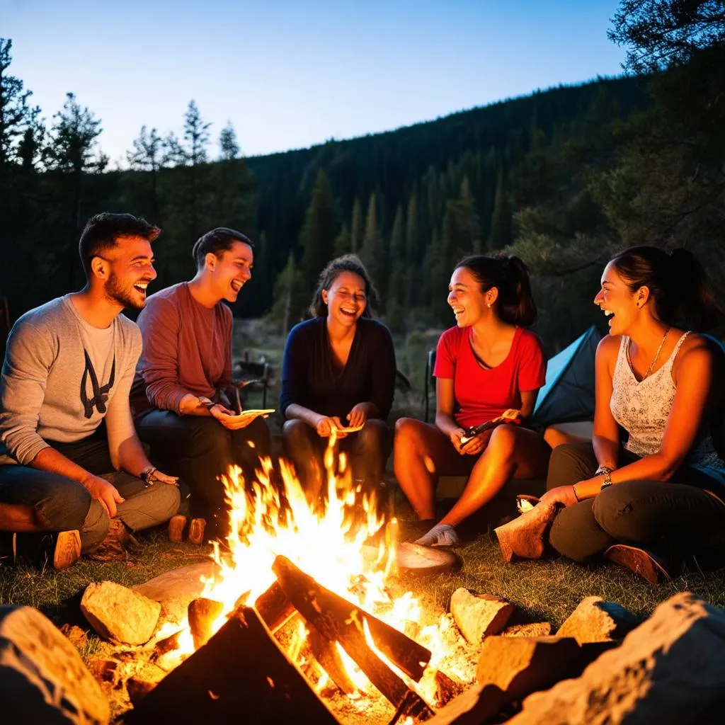 Group of Travelers Laughing