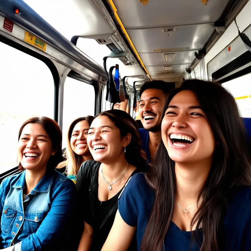 Tourists in a bus