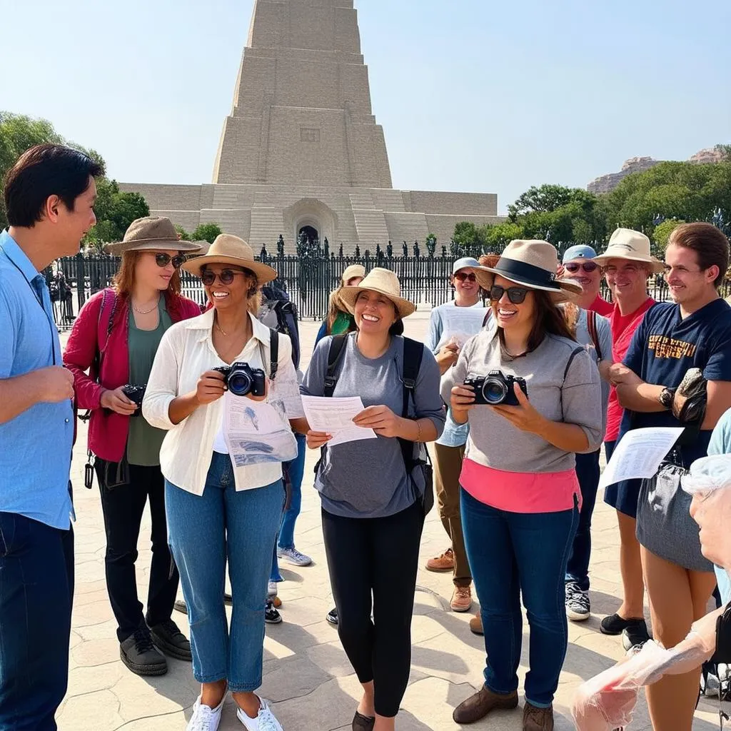 Group of tourists on a guided tour