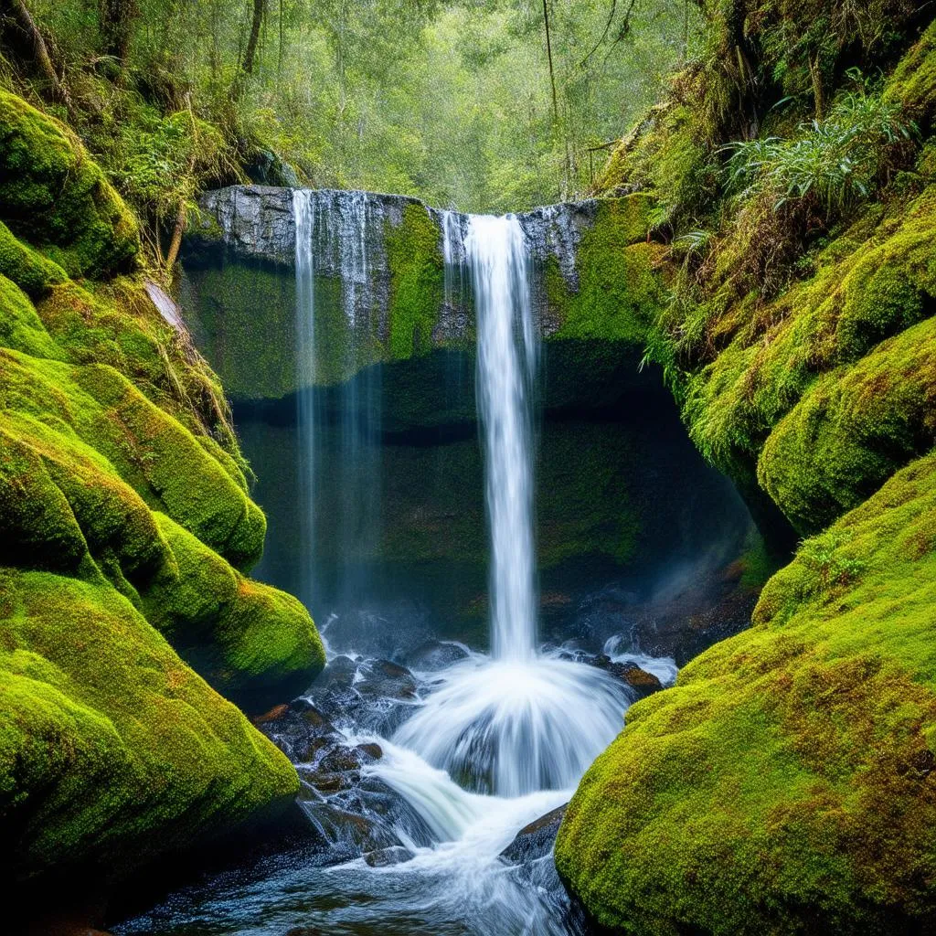 Scenic waterfall in Ha Gia Forest