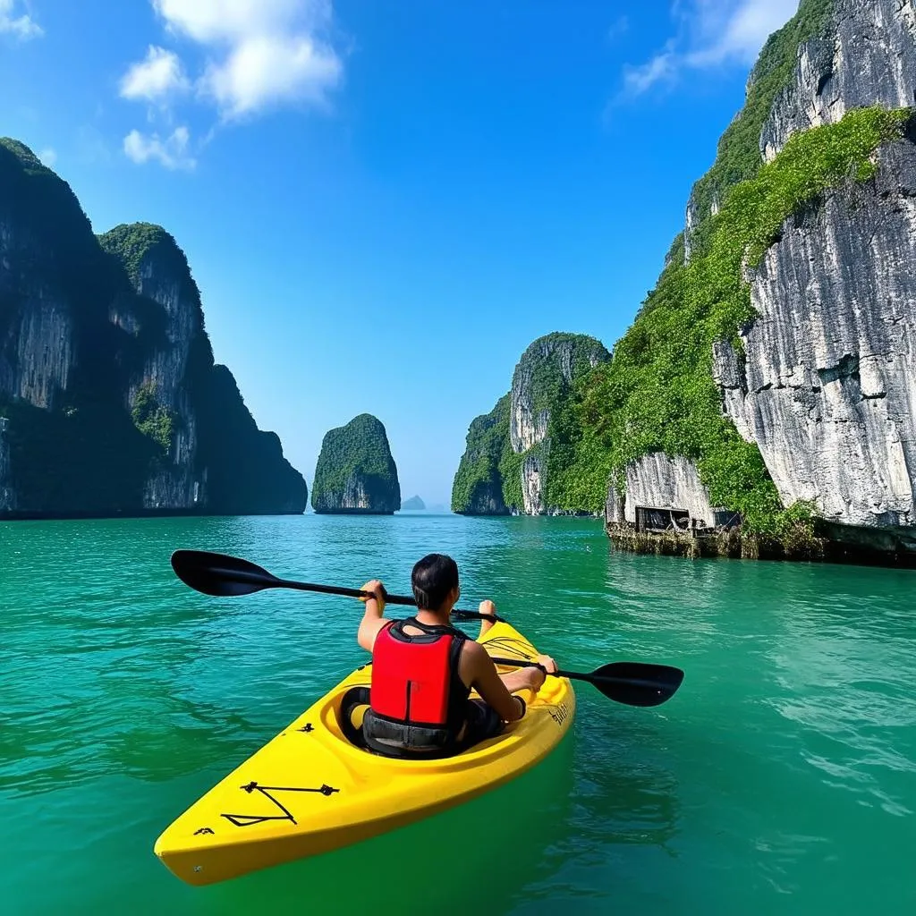 Kayaking in Ha Long Bay