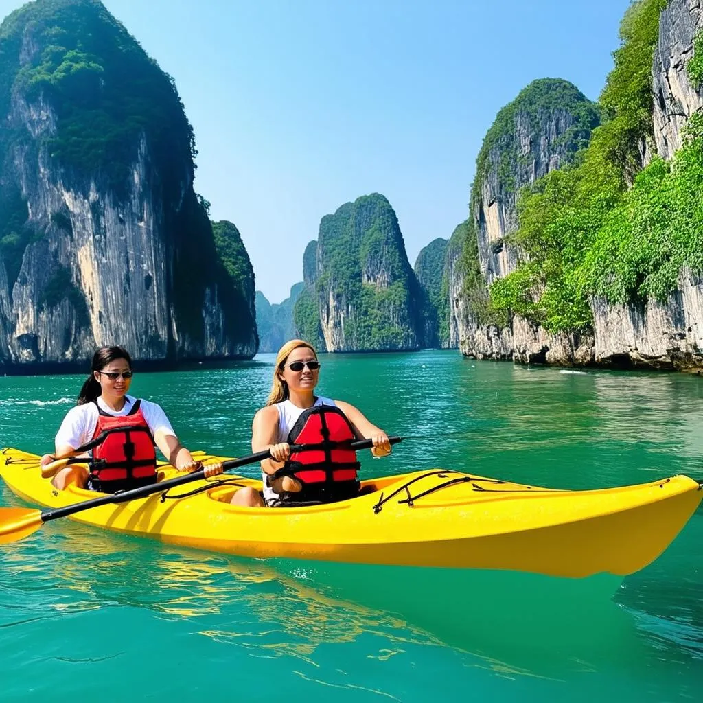 Kayaking in Ha Long Bay