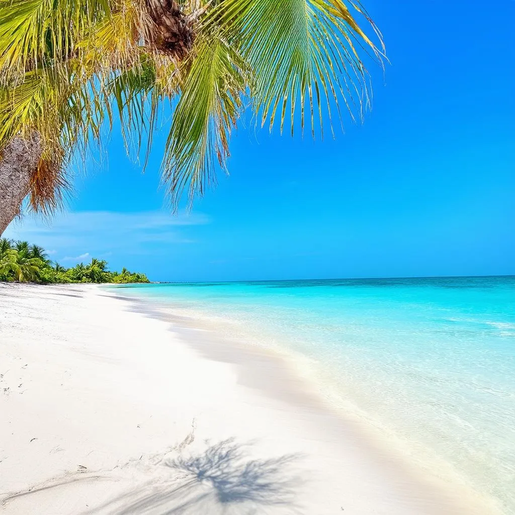 Serene Haitian Beach with Palm Trees