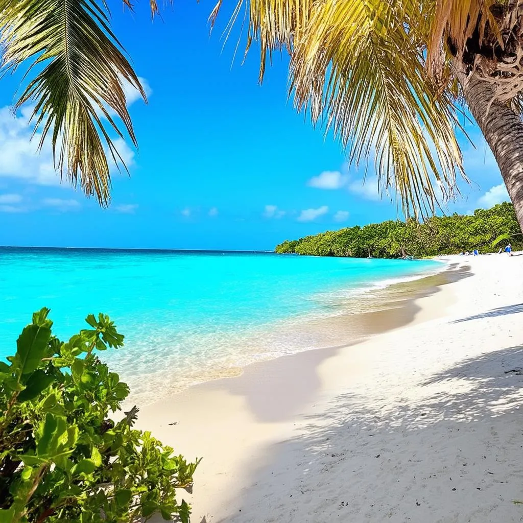 Haitian beach with turquoise water