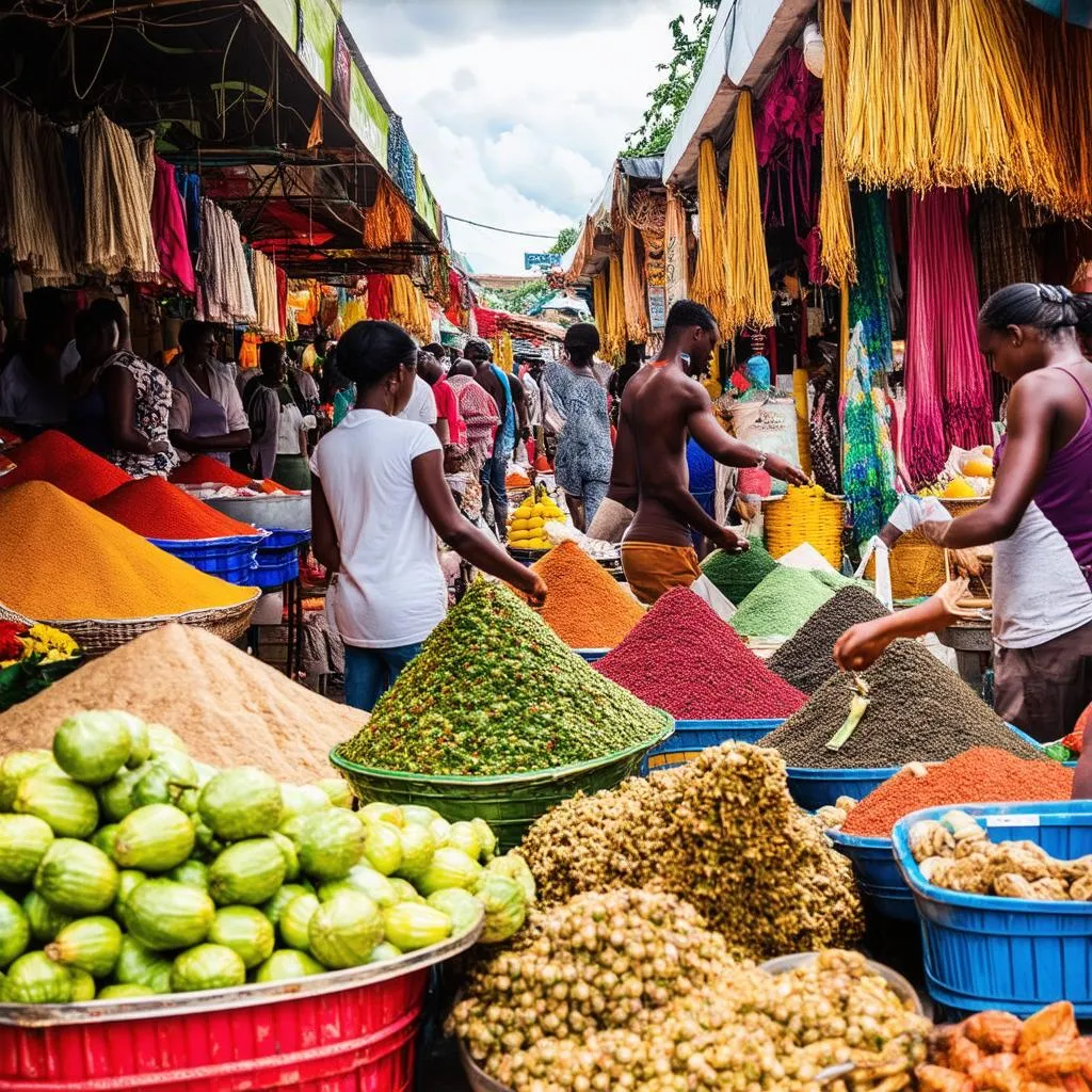 Vibrant Haitian Marketplace