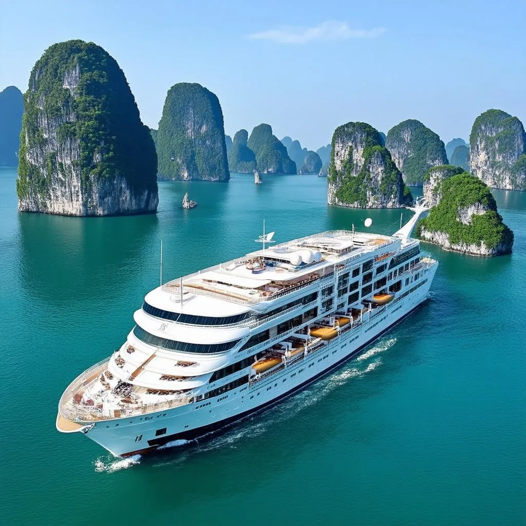 Luxurious cruise ship in Ha Long Bay