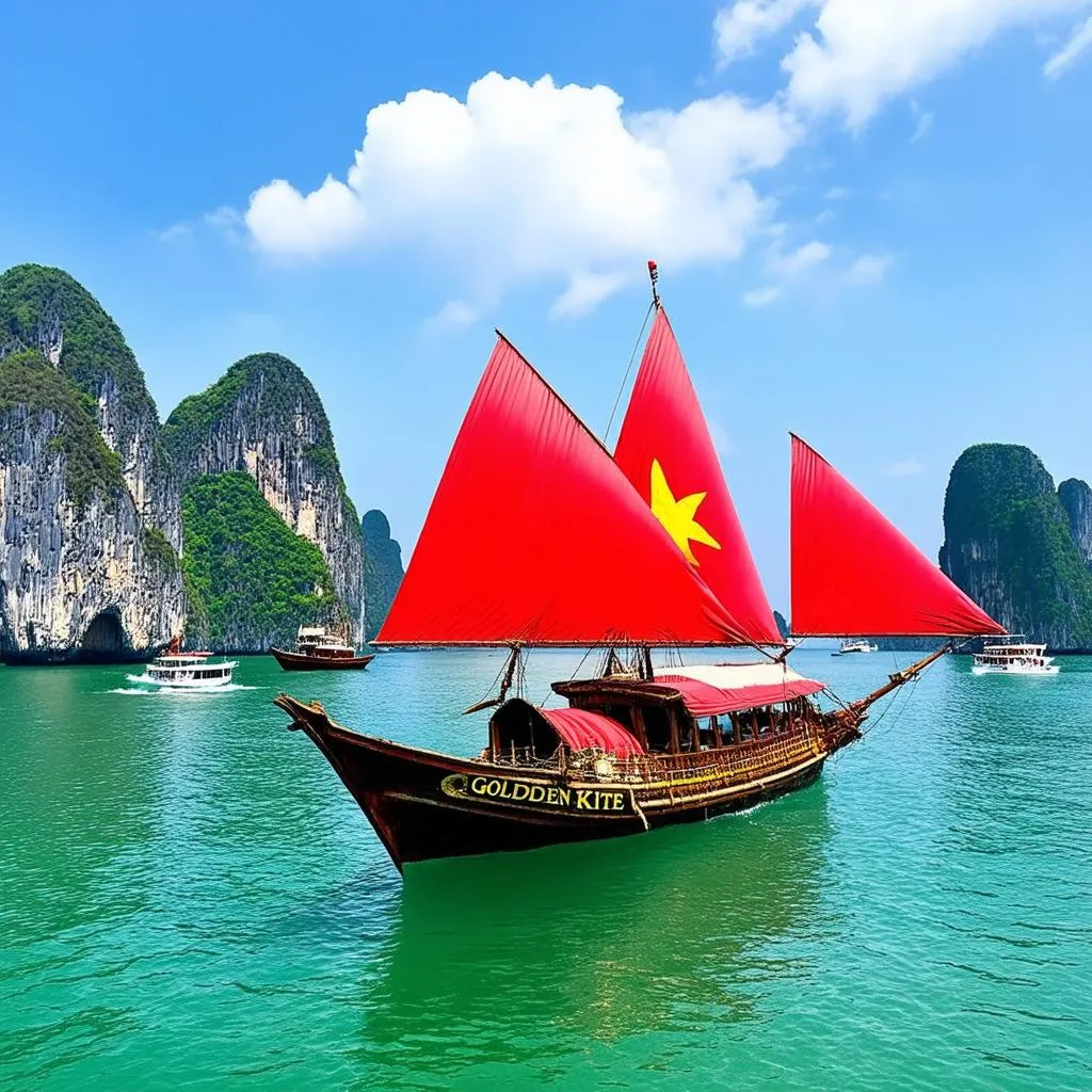 Golden Kite boat sailing in Ha Long Bay