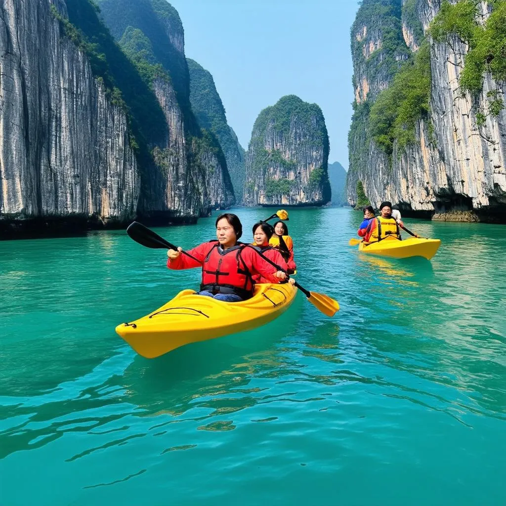 Kayaking in Halong Bay