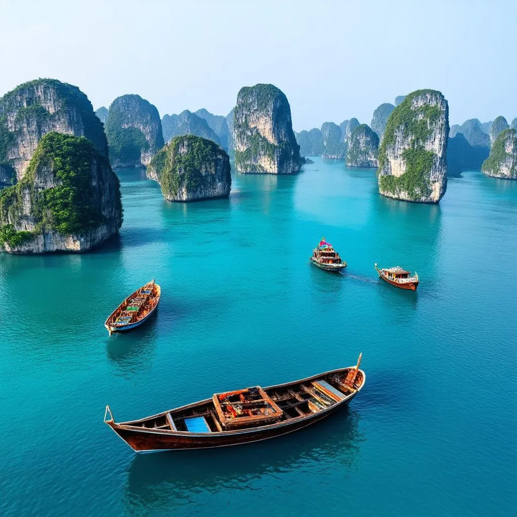 Spectacular limestone islands in Ha Long Bay