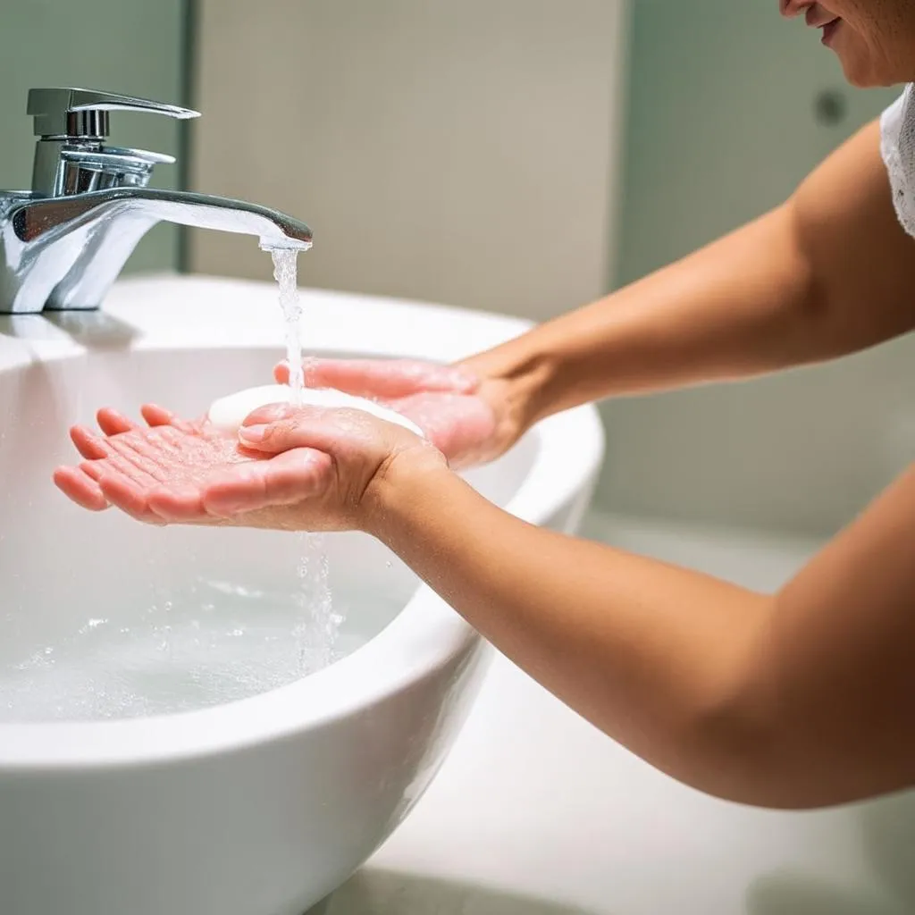 Washing hands to prevent traveler's diarrhea