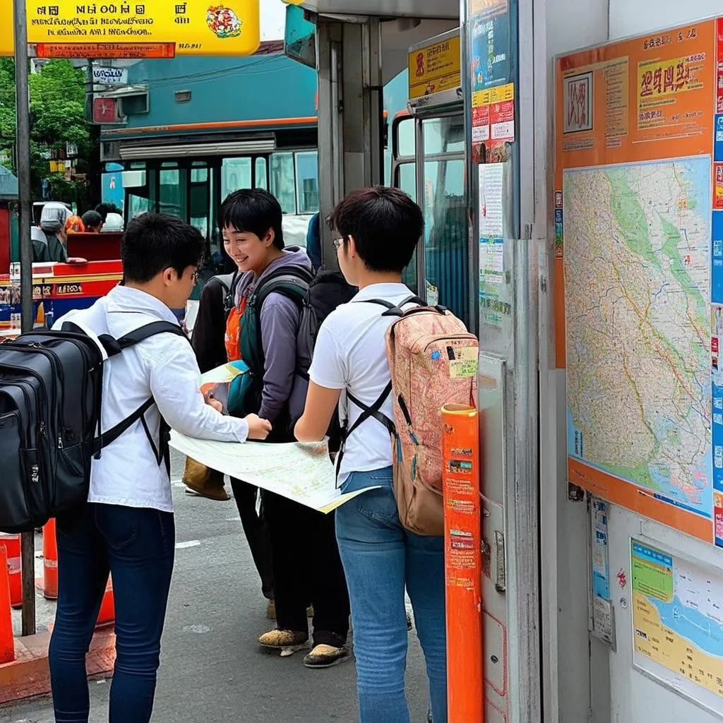 Waiting for the Bus in Hanoi