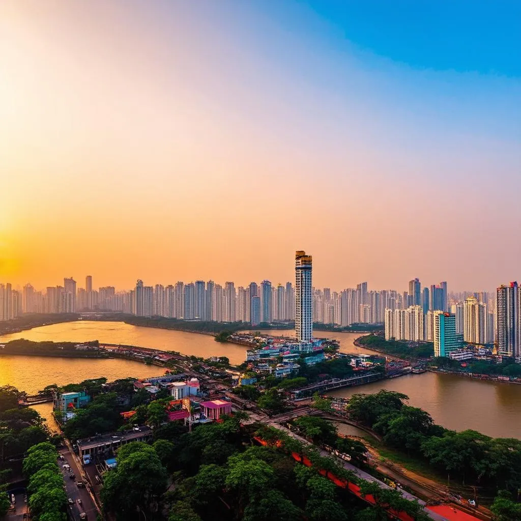 Hanoi Cityscape at Sunset