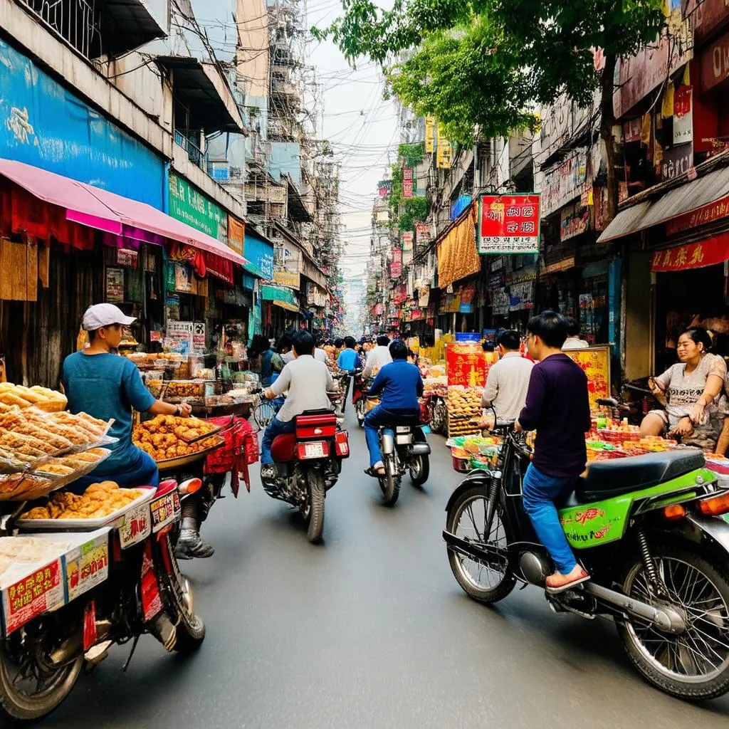 Bustling streets of Hanoi Old Quarter