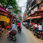 Bustling streets of Hanoi's Old Quarter