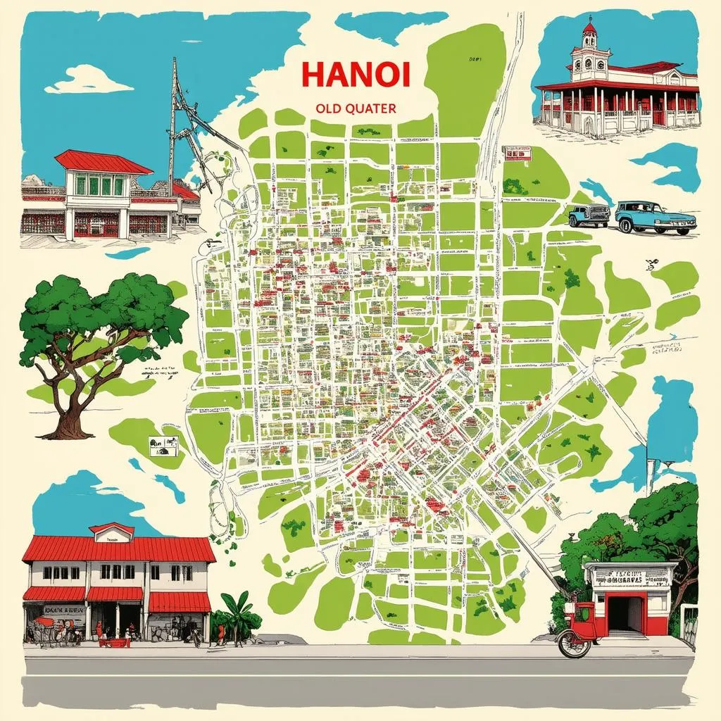 tourist map of Hanoi Old Quarter