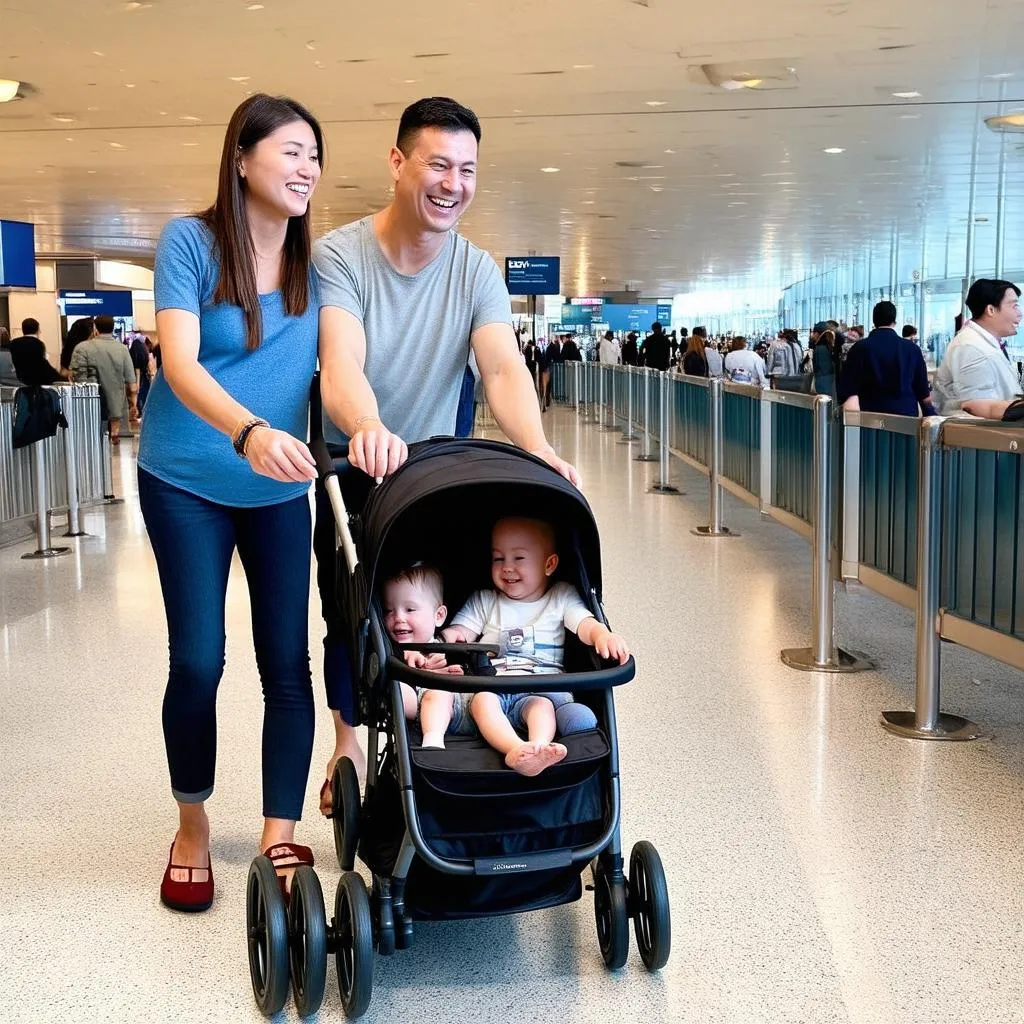 family at airport