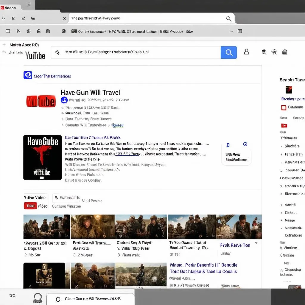 Screenshot of YouTube search results for &quot;Have Gun Will Travel&quot;