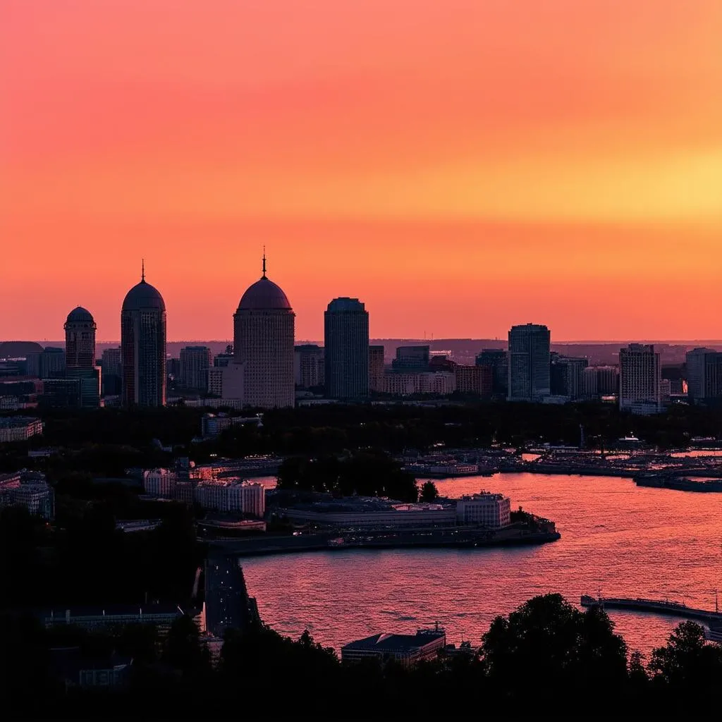 Helsinki Cityscape at Sunset